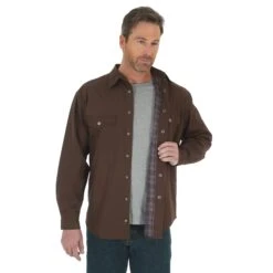 Men's Wrangler Riggs Workwear Flannel Lined Snap Front Shirt #3W526CBX (Big And Tall)